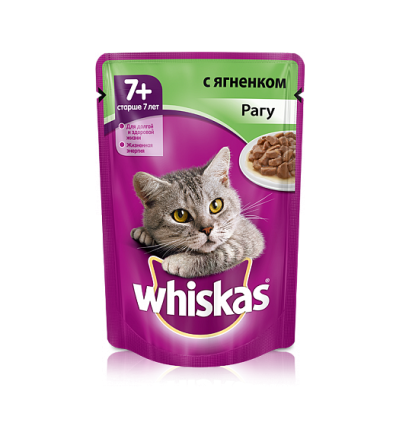 Whiskas для кошек старше 7 лет рагу с ягненком 85 гр.